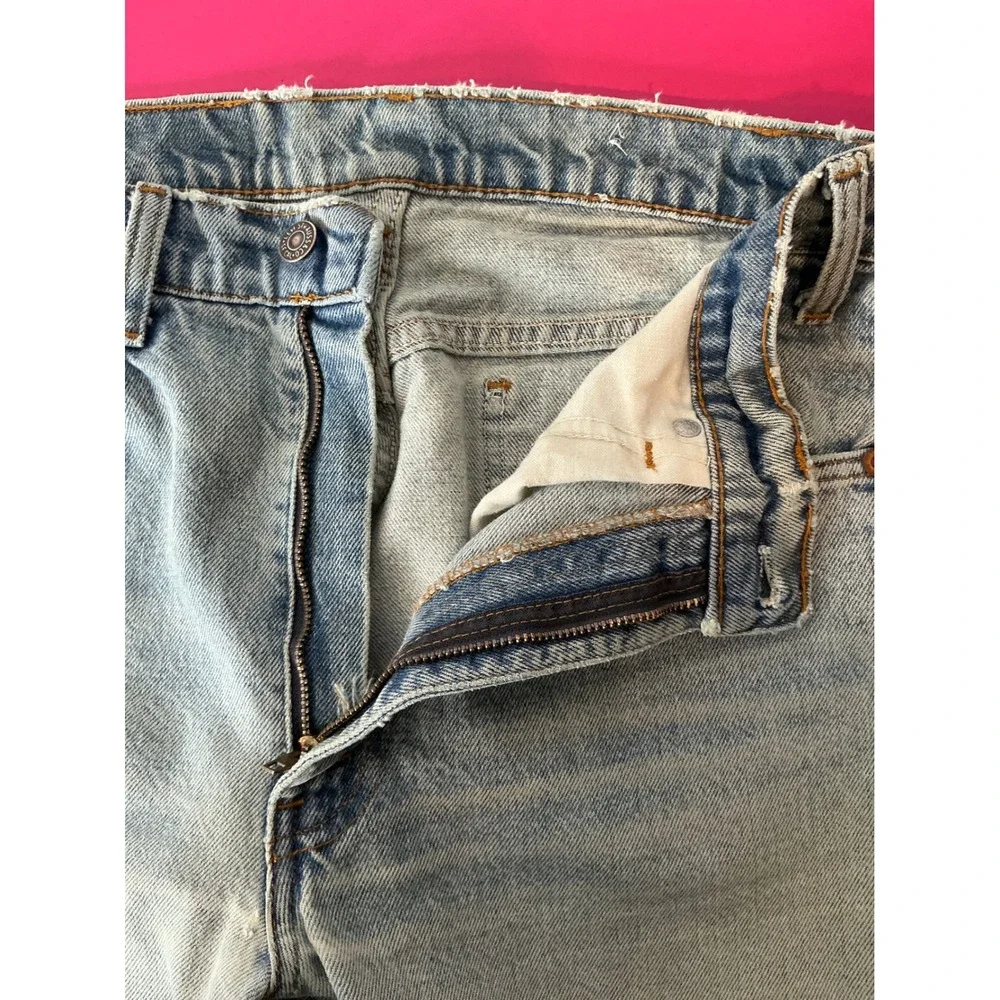 Levi's Mens 501 Light Wash Frayed‎ Hem Jeans Sz 33x34 Weathered Classic Western